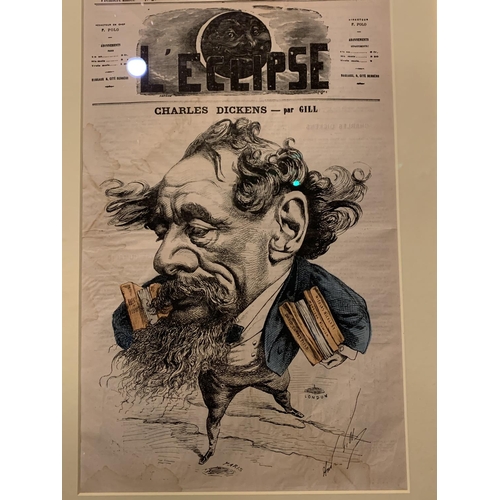 983 - A FRAMED FRENCH CARICATURE OF CHARLES DICKENS