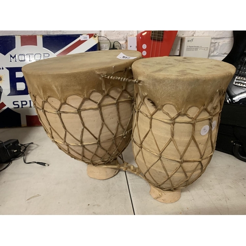 249 - A PAIR OF VINTAGE BONGO DRUMS