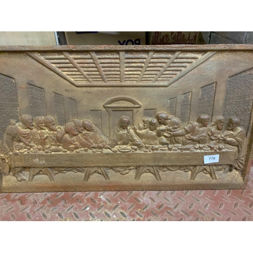 779 - A COLEBROOK DALE LAST SUPPER CAST IRON PLAQUE WIDTH:66CM HEIGHT:37CM