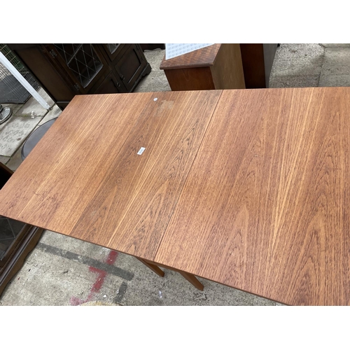 2434 - A RETRO TEAK DROP-LEAF DINING TABLE