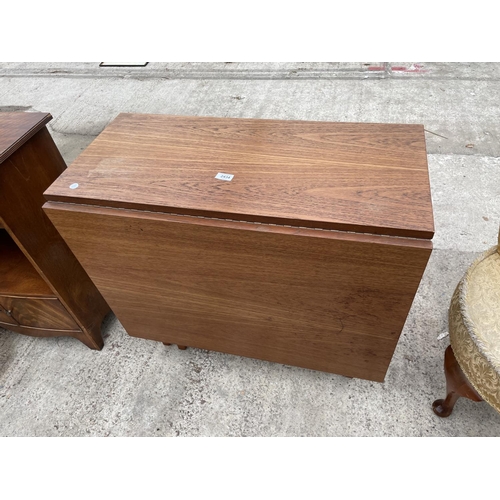 2434 - A RETRO TEAK DROP-LEAF DINING TABLE