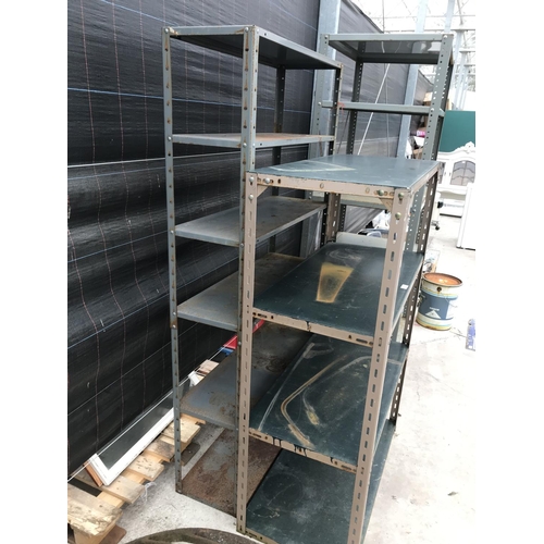 1568 - TWO SETS OF METAL SHELVING UNITS