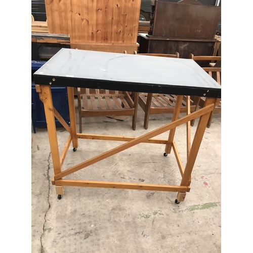 1588 - TWO WOODEN WORK BENCHES