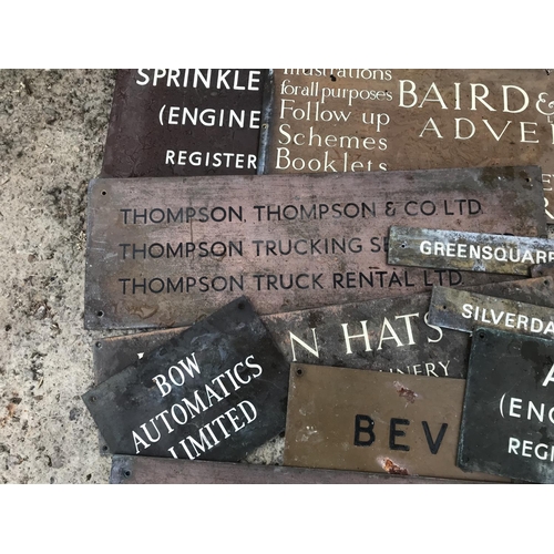 1630 - AN ASSORTMENT OF HISTORICAL METAL ENGRAVED COMPANY SIGNS