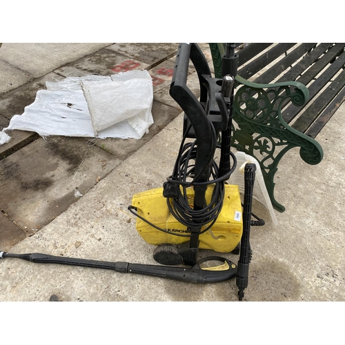 1660 - A KARCHER PRESSURE WASHER WITH LANCE AND PATIO CLEANER S