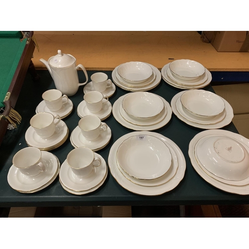 197 - AN ASSORTMENT OF ROYAL DOULTON 'TIARA' DINNER WARE TO INCLUDE SEVEN TRIOS