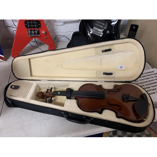 247 - A CASED HALF VIOLIN