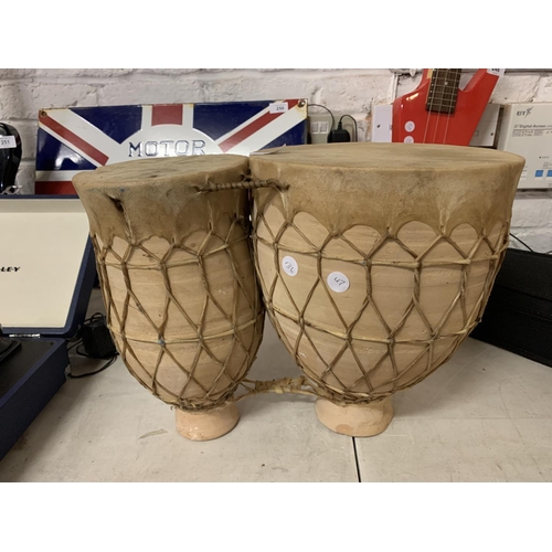 249 - A PAIR OF VINTAGE BONGO DRUMS