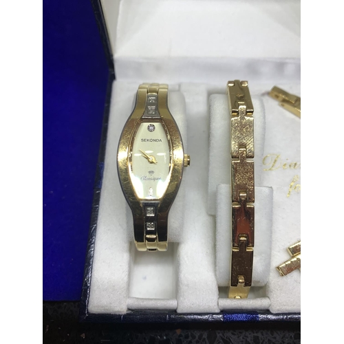 673 - A BOXED SECONDA WATCH AND BRACELET 'DIAMONDS FOR YOU' WITH EXTRA LINKS