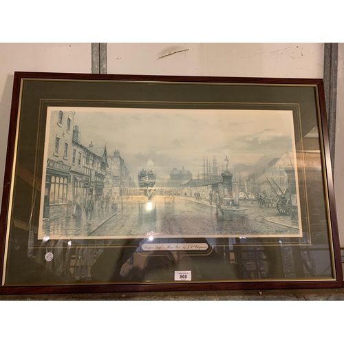 868 - A FRAMED PRINT OF 'EMPIRE DAYS - HOME PORT' SIGNED J L CHAPMAN