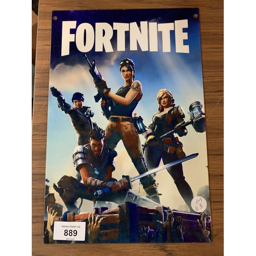 889 - A METAL MAN CAVE 'FORTNITE' SIGN