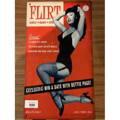 890 - A METAL MAN CAVE 'FLIRT' SIGN