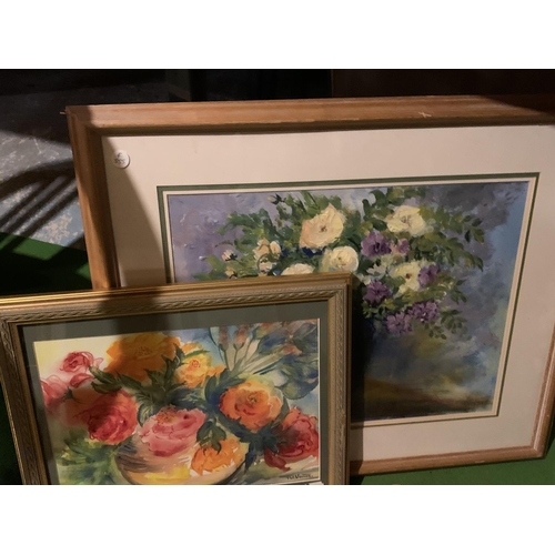 970 - FOUR FRAMED FLORAL PRINTS