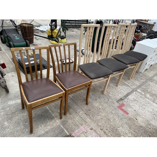 2421 - FOUR MODERN HIGH BACK DINING CHAIRS AND TWO KITCHEN CHAIRS