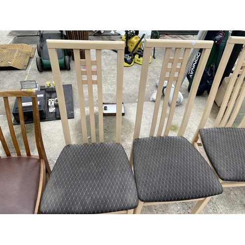 2421 - FOUR MODERN HIGH BACK DINING CHAIRS AND TWO KITCHEN CHAIRS