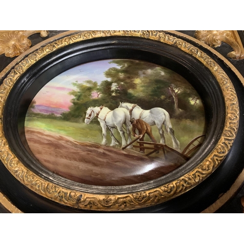 20 - A PAIR OF ORNATE FRAMED VICTORIAN HAND PAINTED DOULTON OVAL PLAQUES SIGNED H MORRAY