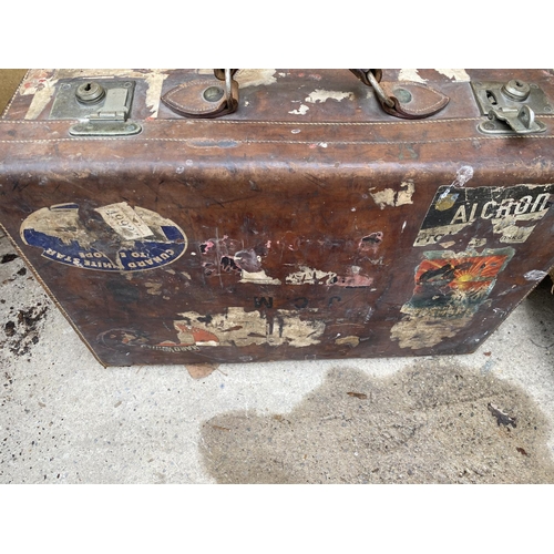 1208 - TWO VINTAGE LEATHER TRAVEL CASES