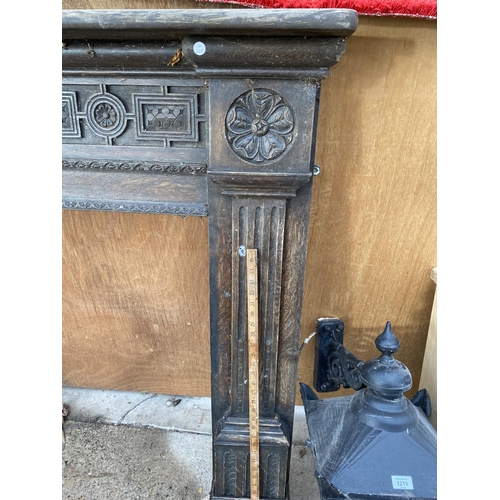 1212 - A VINTAGE WOODEN FIRE SURROUND