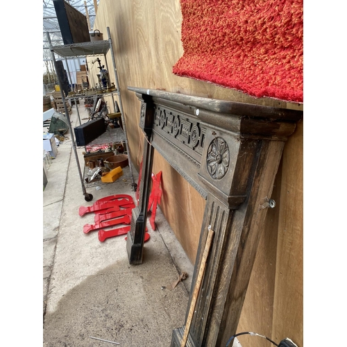 1212 - A VINTAGE WOODEN FIRE SURROUND