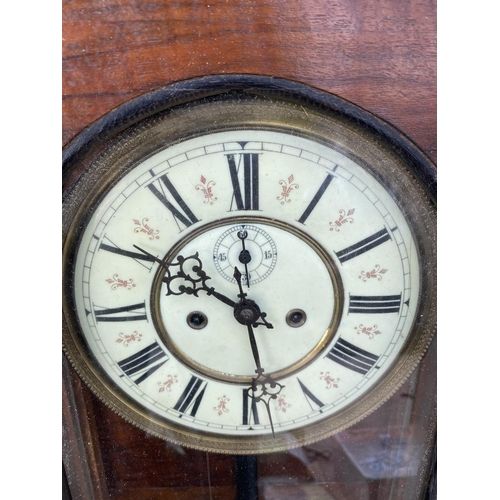 1231 - A VIENNA WALL CLOCK COMPLETE WITH WEIGHT (H:117CM)