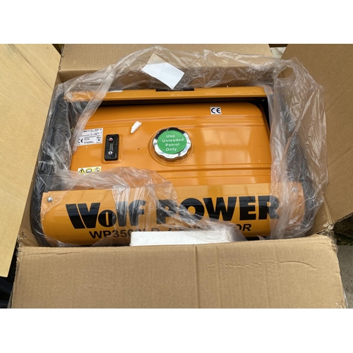 1253 - AN AS NEW AND BOXED WOLF POWER PETROL GENERATOR