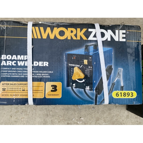 1275 - AN AS NEW AND BOXED WORKZONE 80 AMP ARC WELDER