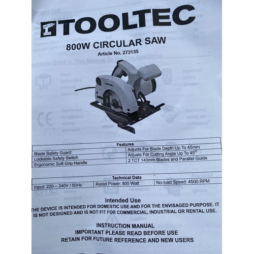 1277 - AN AS NEW AND BOXED TOOLTEC 140MM CIRCULAR SAW