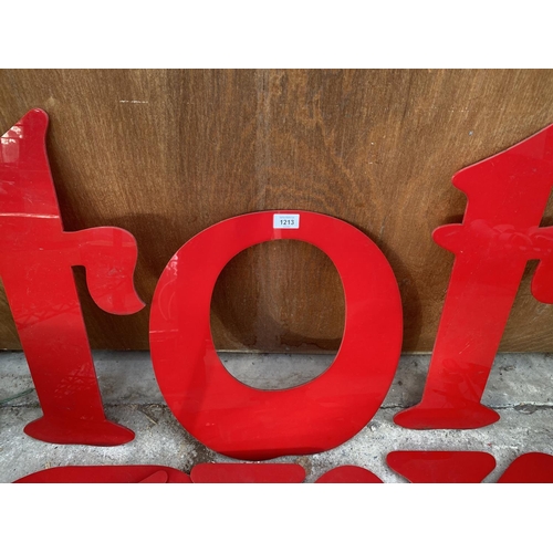 1213 - A COLLECTION OF RED PERSPEX SIGN LETTERS