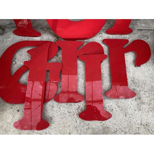 1213 - A COLLECTION OF RED PERSPEX SIGN LETTERS