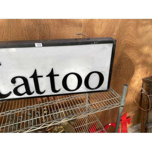 1214 - AN ILLUMINATED 'TATTOO' SIGN (W:88CM H:39CM)