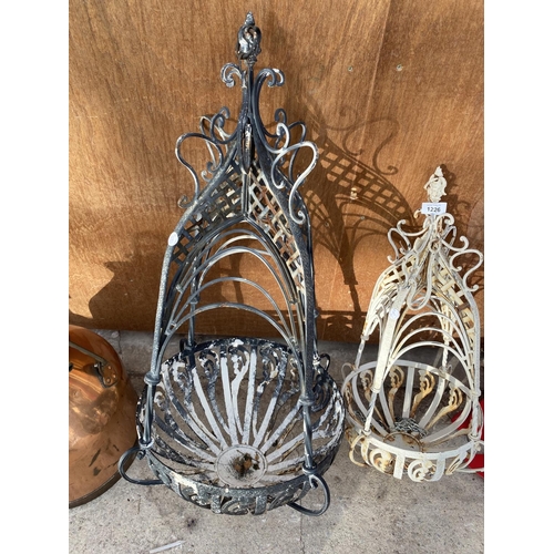 1226 - TWO WROUGHT IRON HANGING BASKETS