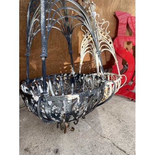 1226 - TWO WROUGHT IRON HANGING BASKETS