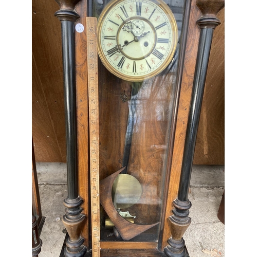 1230 - A VIENNA WALL CLOCK COMPLETE WITH WEIGHTS (H:115CM)