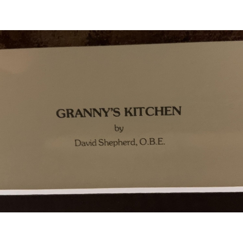 430 - A DAVID SHEPHERD FRAMED PRINT 'GRANNYS KITCHEN' LIMITED EDITION 392/1500 WHOLESALE PRICE £300