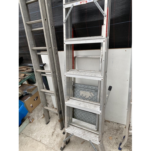 1323 - A SET OF ALUMINIUM STEP LADDERS AND A FURTHER LADDER/PLATFORM