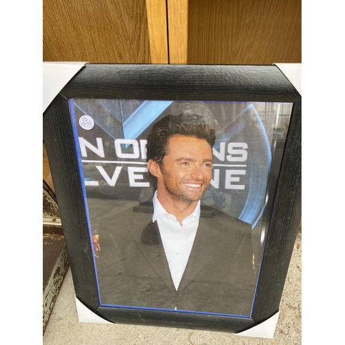 1334 - A COLLECTION OF FRAMED PICTURES OF ACTORS TO INCLUDE HUGH JACKMAN ETC