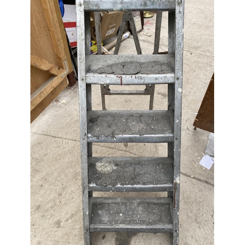 1356 - A VINTAGE SET OF METAL STEP LADDERS