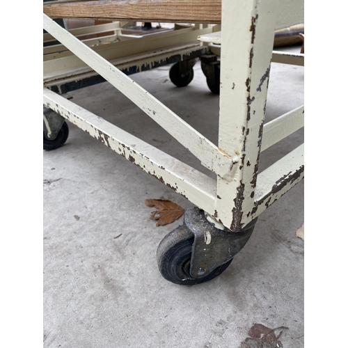 1415 - A FOUR SHELF METAL POTTERS TROLLEY