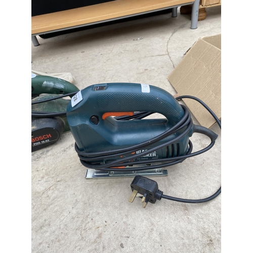 1428 - A BLACK AND DECKER JIGSAW AND A BOSCH WOOD PLANE