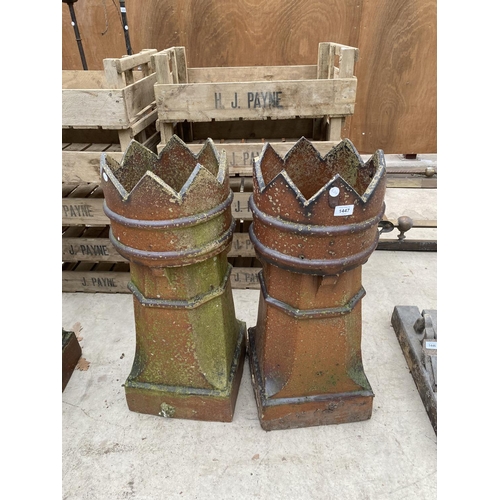 1447 - A PAIR OF KINGS CHIMNEY POTS