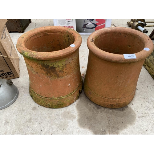 1450 - A PAIR OF ROUND CHIMNEY POT TOPS