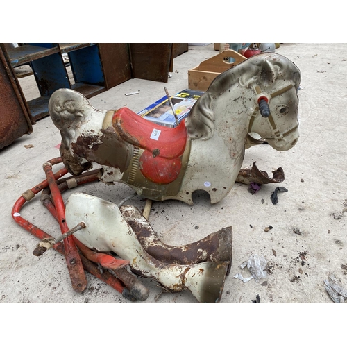 1455 - A VINTAGE METAL ROCKING HORSE REQUIRING RESTORATION