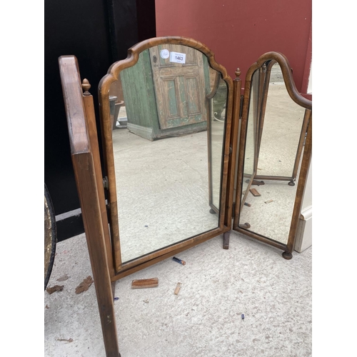 1463 - A DECORATIVE WOODEN FRAMED DRESSING TABLE MIRROR