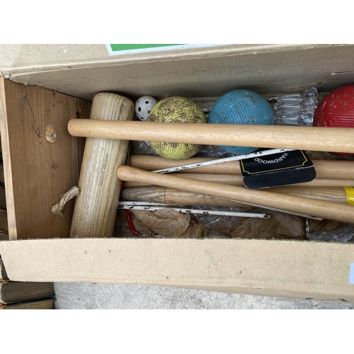 1467 - A BOXED JOHN JAQUES CROQUET SET