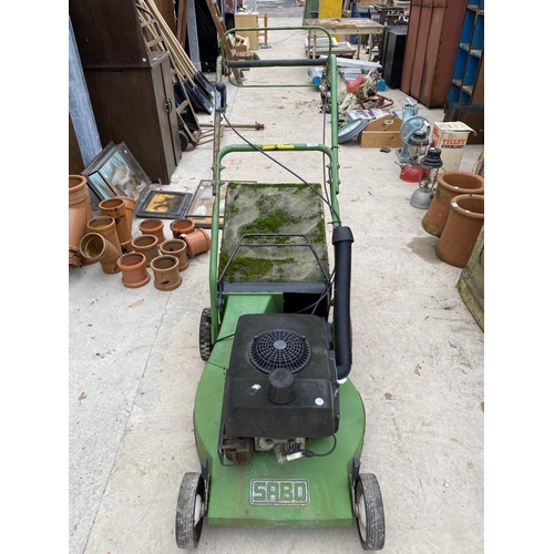 1480 - A SABO PETROL LAWN MOWER WITH GRASS BOX - BELIEVED WORKING BUT NO WARRANTY