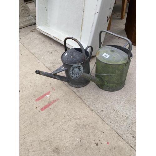 1481 - TWO VINTAGE METAL WATERING CANS