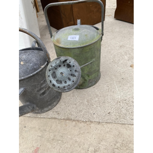 1481 - TWO VINTAGE METAL WATERING CANS