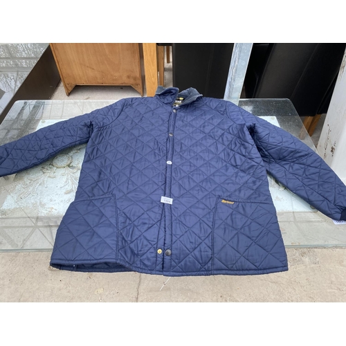 1484 - A BARBOUR BLUE QUILTED MENS XL JACKET