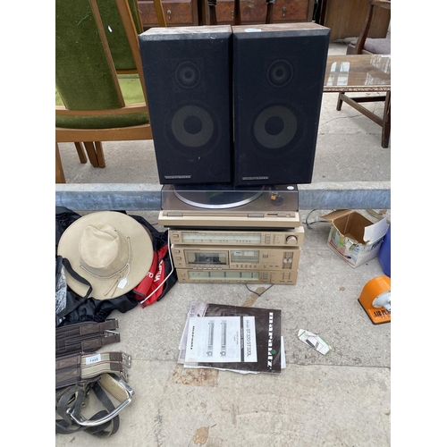 1497 - A MARANTZ HI-FI SYSTEM WITYH RECORD PLAYER AND TWO MARANTZ SPEAKERS