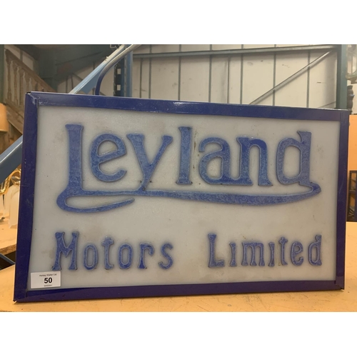 50 - AN ILLUMINATED 'LEYLAND MOTORS LIMITED' SIGN